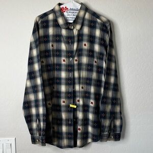 Vintage Casey & Max Blue Cream Plaid Button Up Shirt Women’s Size XL